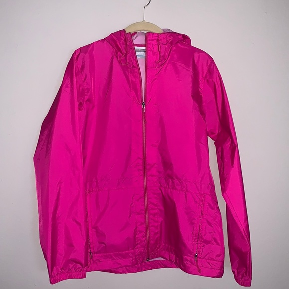 Columbia Pink Rain Jacket Hoodie - Picture 1 of 7